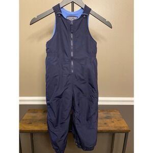 Vintage Lands End Snow Bibs Pants Toddler 3T Navy Nylon with Blue Fleece Lining